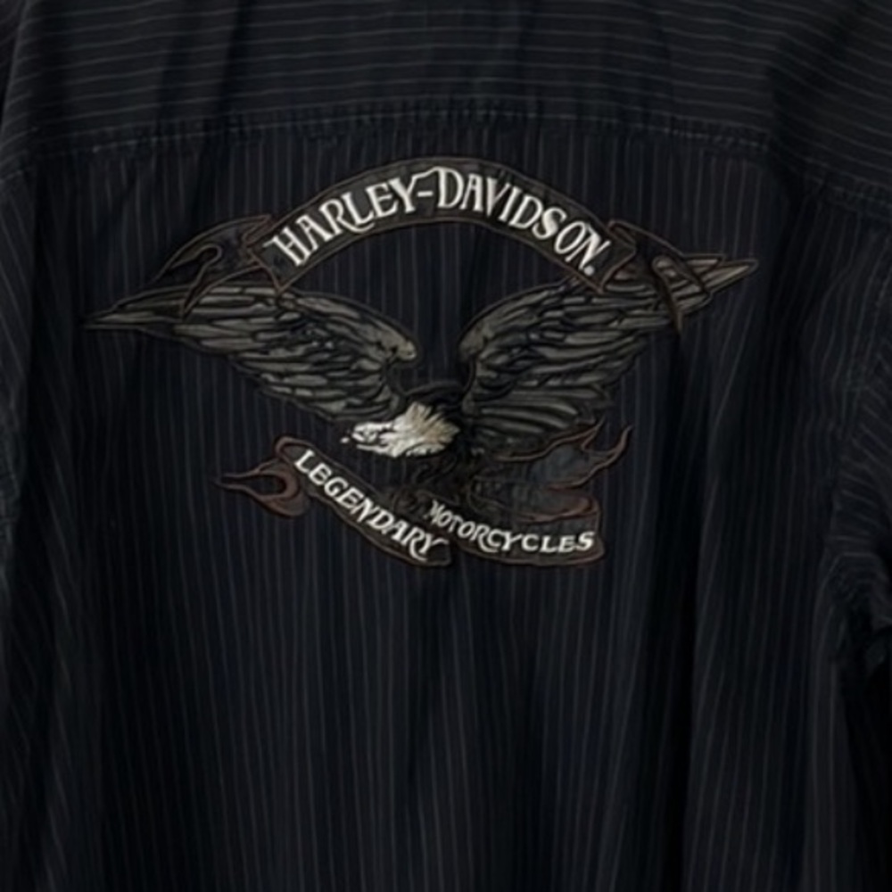Harley-Davidson Striped Long Sleeve Button Down Shirt 2XL - Picture 4 of 6